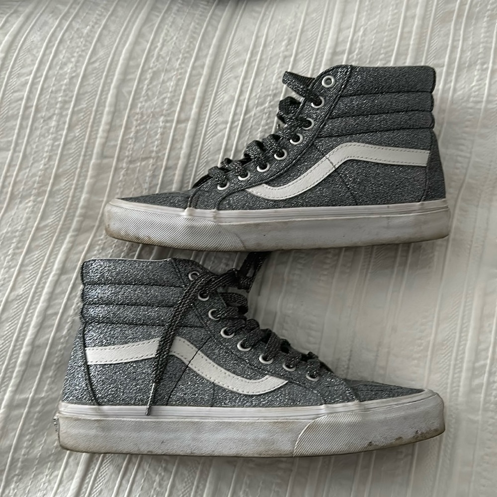 Adult black glitter high top vans